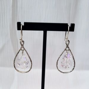 Elegant Sterling Silpada Harbour Lights Teardrop Crystal Dangle Earrings - Clear